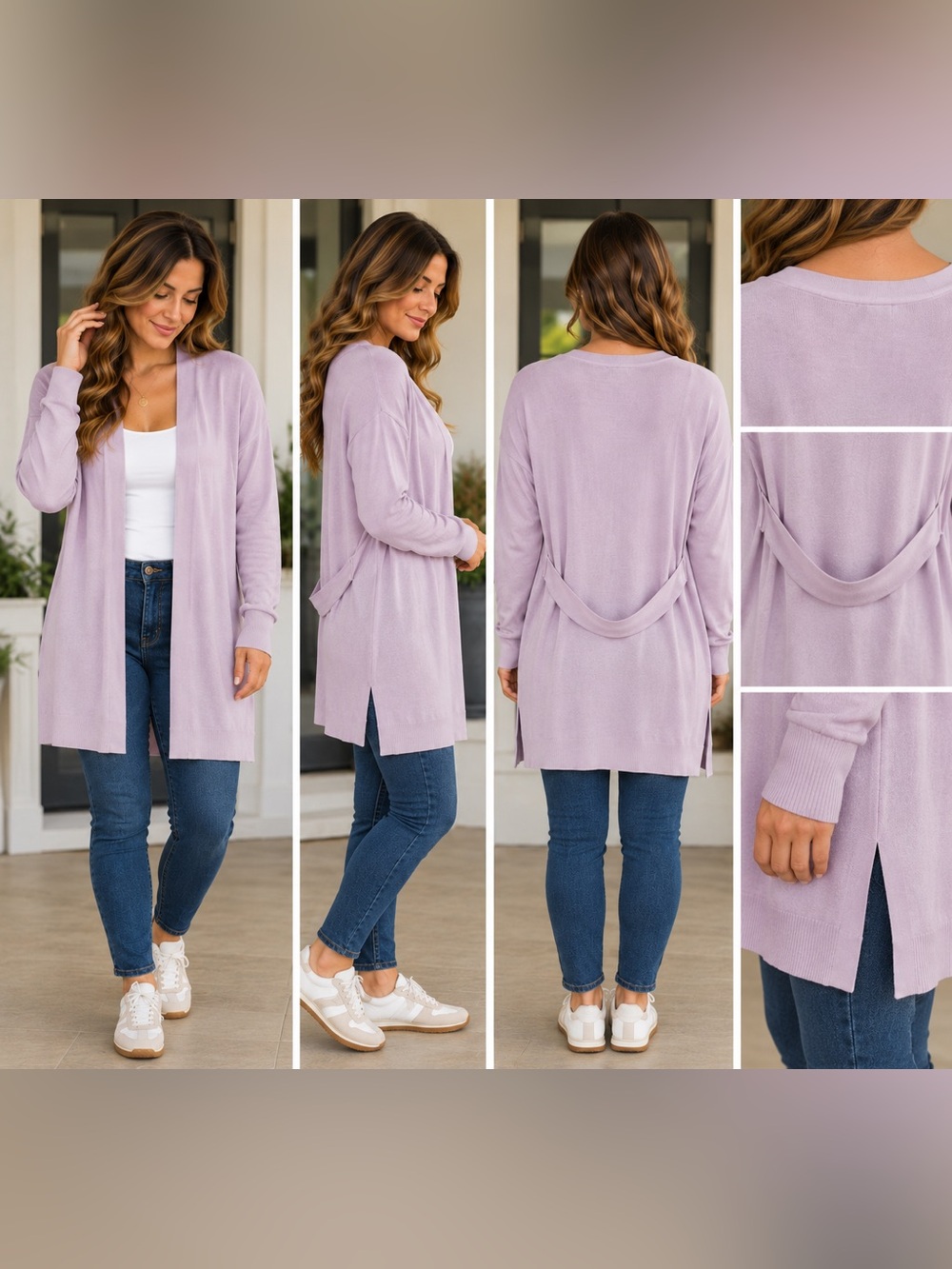 A New Day Light Lavender Open-Front Long Cardigan Sweater